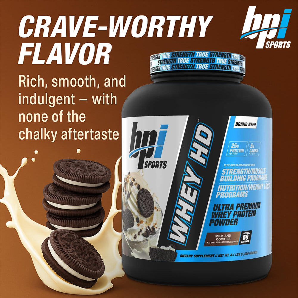 Whey HD shaker with mixed shake illustrates convenient post-workout nutrition.