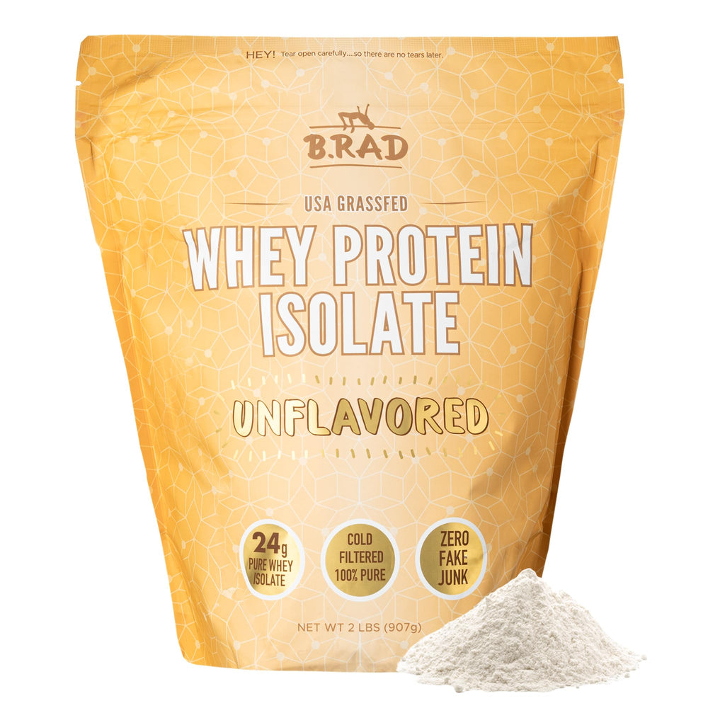 B.rad Grass-Fed Whey Isolate front view, ideal for keto-friendly shakes