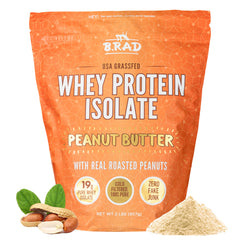 B.rad Grass-Fed Whey Protein Isolate packaging highlights premium, clean ingredients for daily use