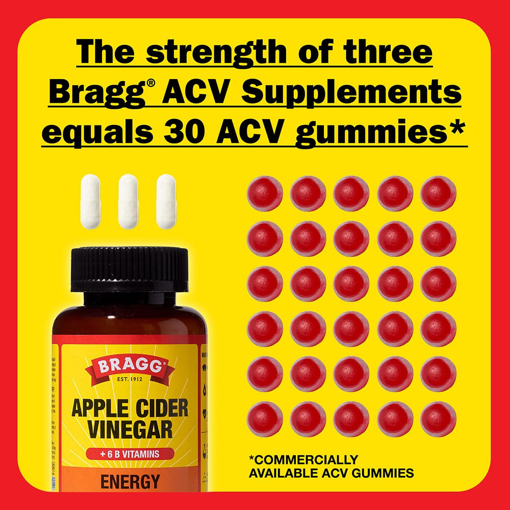 Bragg Energy ACV Capsules pouring servings for convenient daily use.
