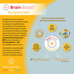 Brain Bean Brain-Boost coffee-mix blends into your morning latte for a smoother start.