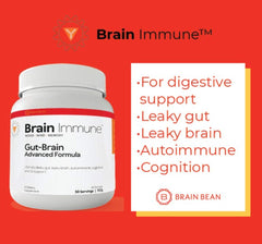 Brain Bean Brain-Immune label-closeup highlighting key ingredients and synergy.