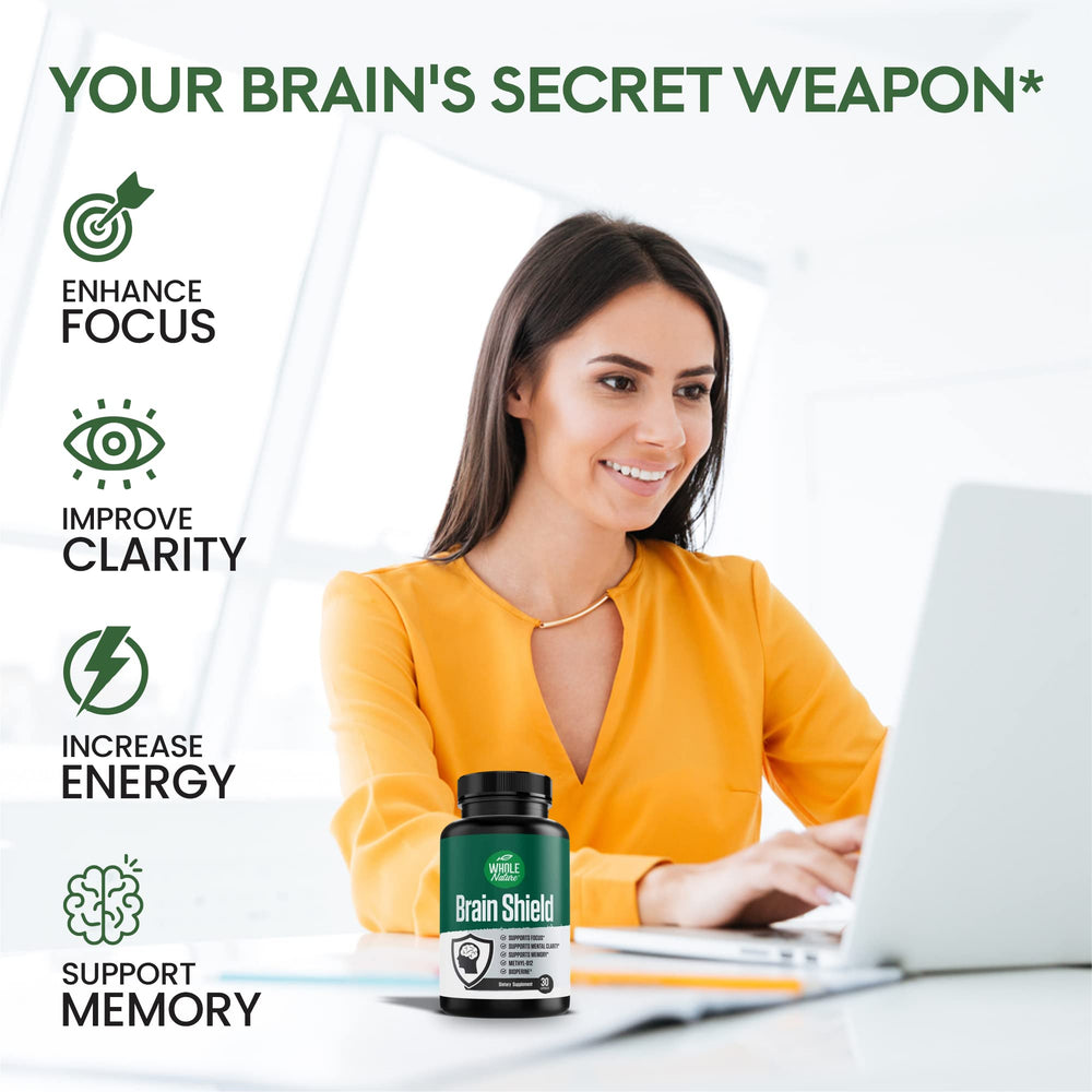 Brain Shield capsules arranged for a quick daily dose.