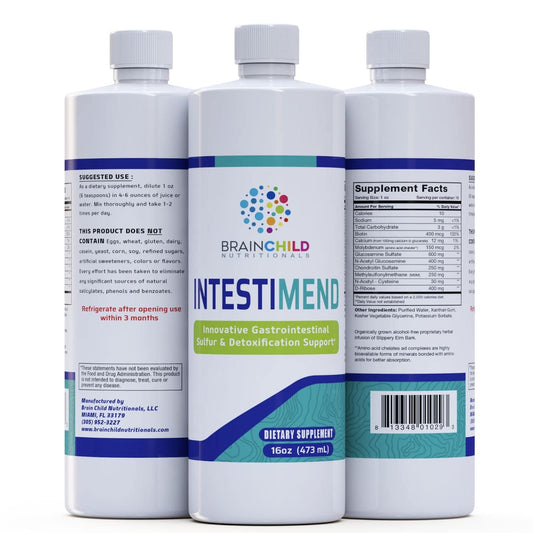 BrainChild Nutritionals IntestiMend bottle label for daily gut support