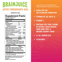 B vitamins and green tea in BrainJuice Active support steady energy.