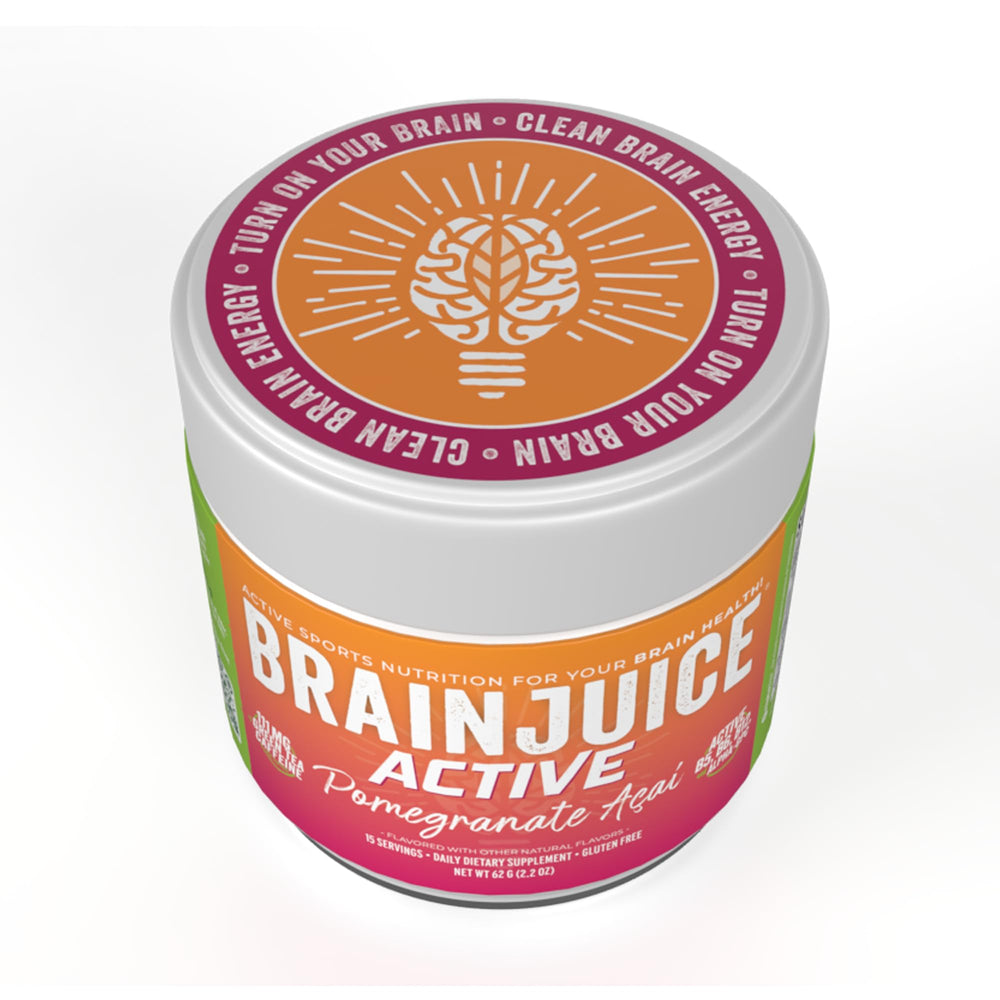 BrainJuice Active Pomegranate Acai energy-boosting drink for focus and stamina.