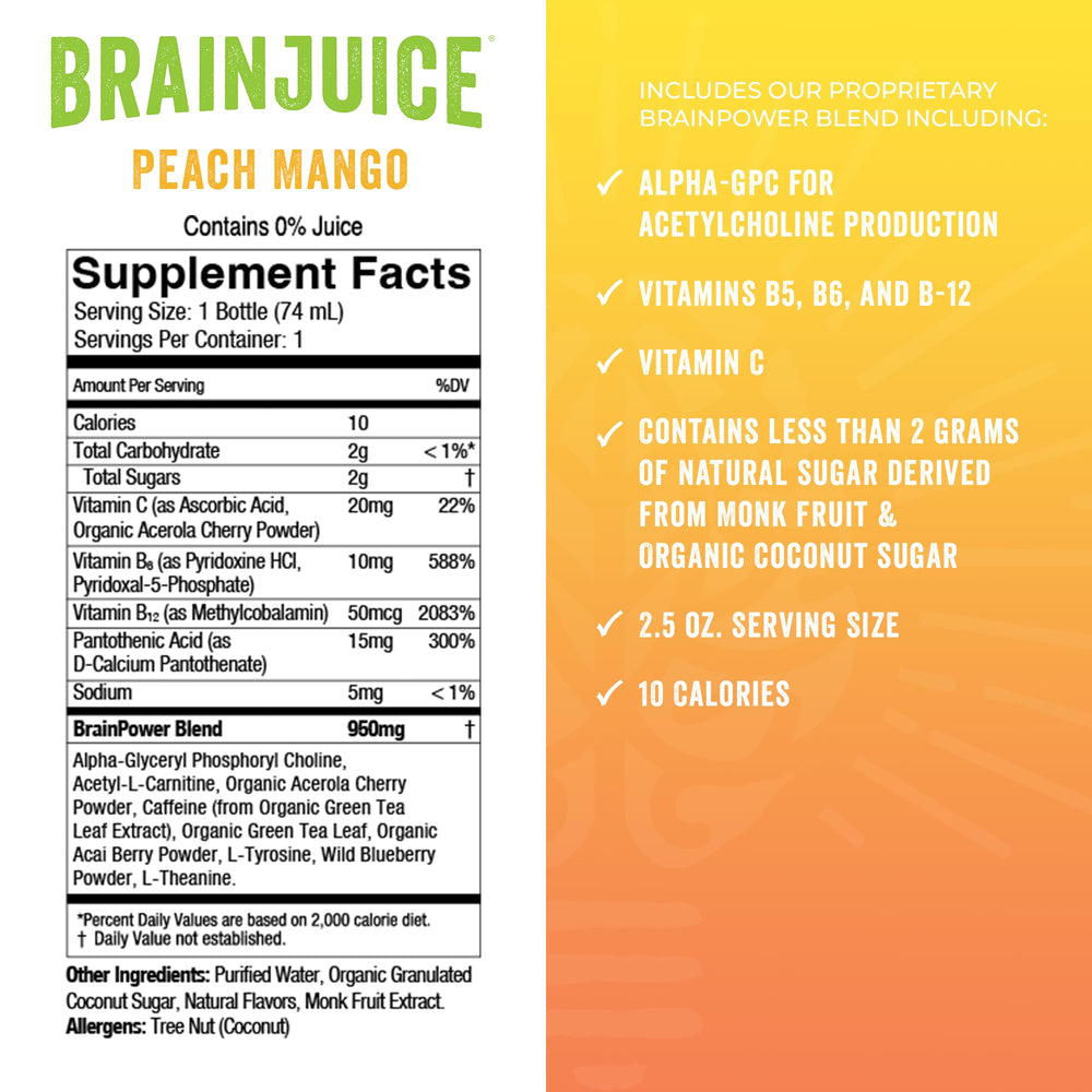 BrainJuice glass and bottle on a desk for a busy workday pick-me-up