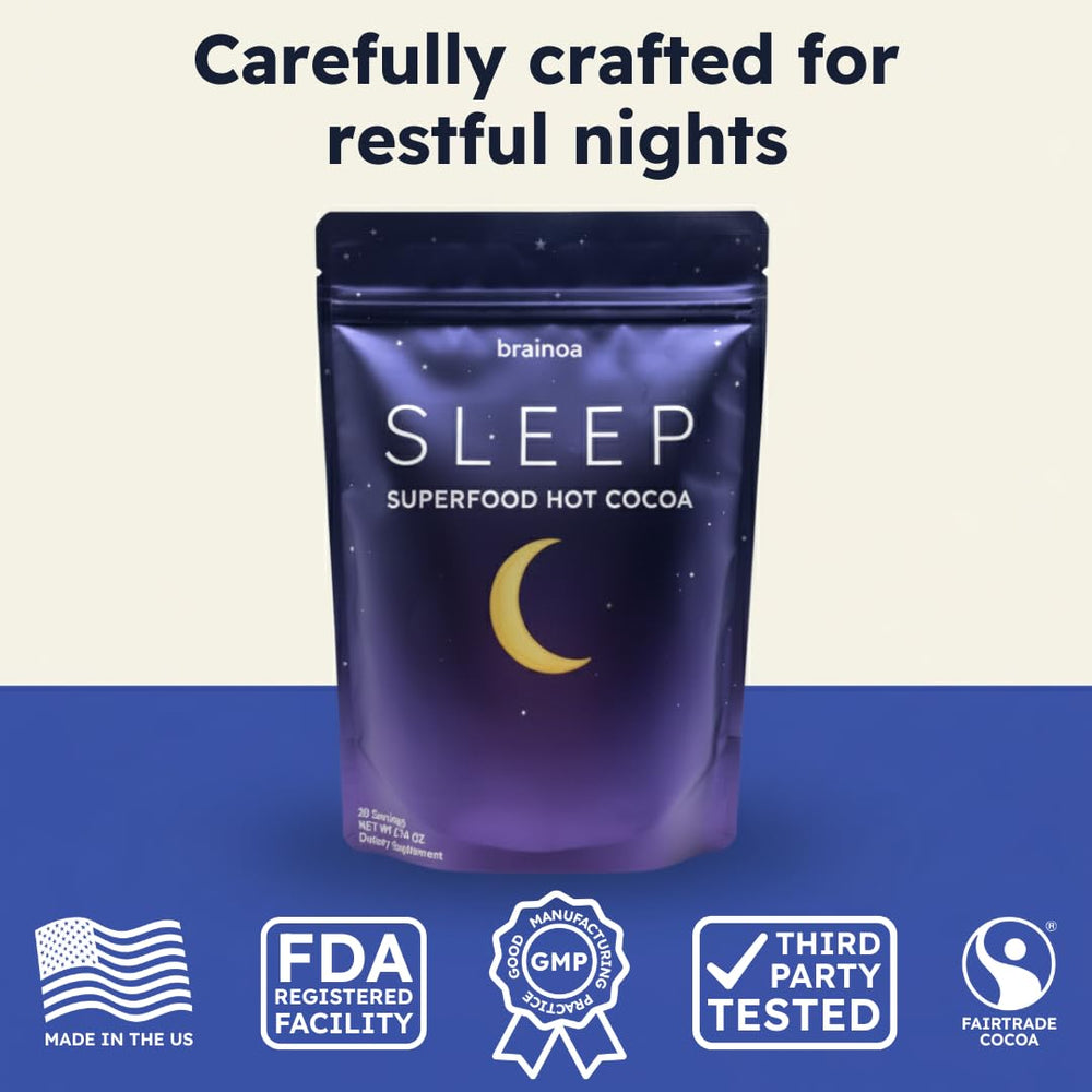 Brainoa Sleep Cocoa nightstand cup hints at a mindful nighttime routine.