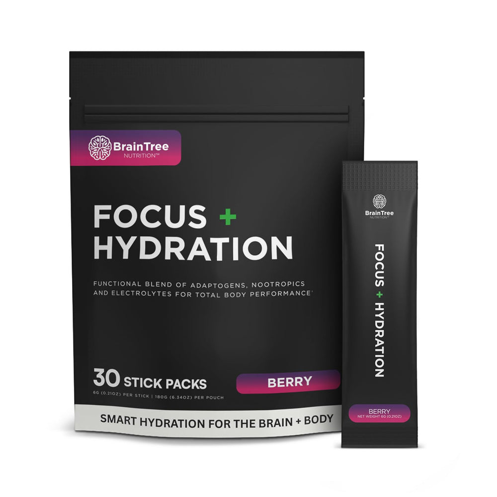 BrainTree Nutrition Focus + Hydration berry stick pour for on-the-go focus