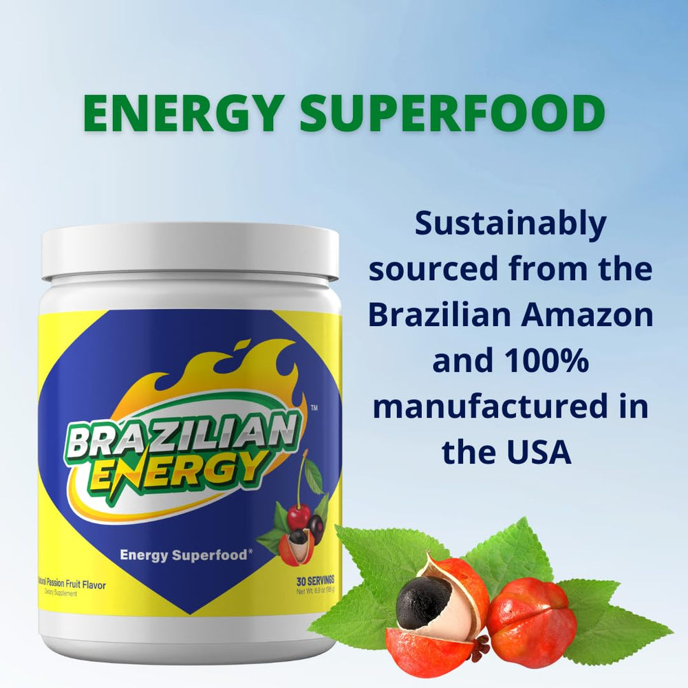 Brazilian Energy powder pour showing quick, convenient caffeine mix