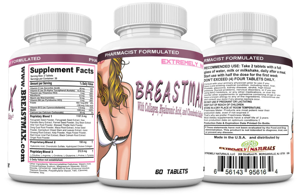 BREASTMAX full-bust silhouette hints at feminine curves from natural ingredients.