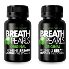 Breath Pearls Original peppermint-parsley softgels deliver long-lasting fresh breath.