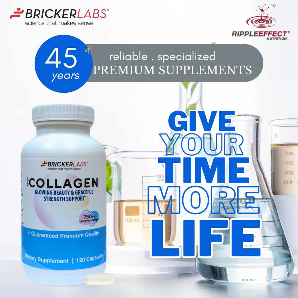 Bricker Labs collagen 120 servings label indicating long-term use