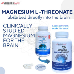 Bricker Labs Magtein capsules close-up ideal for studying and focus