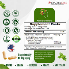 Bricker Labs capsule close-up shows plant-based nootropic benefits.