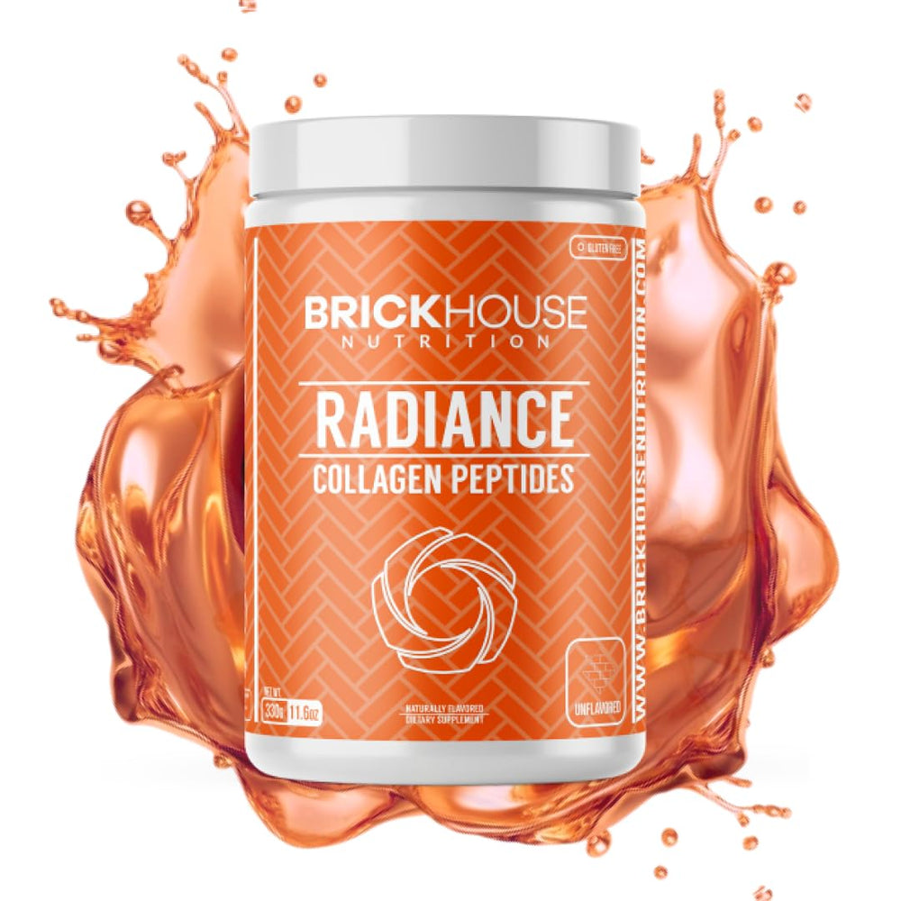 BRICKHOUSE Radiance packaging with jar and scoop for tidy daily routine.