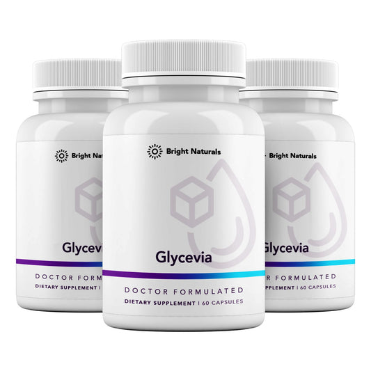 Bright Naturals Glycevia bottle front with capsules suggesting energy support