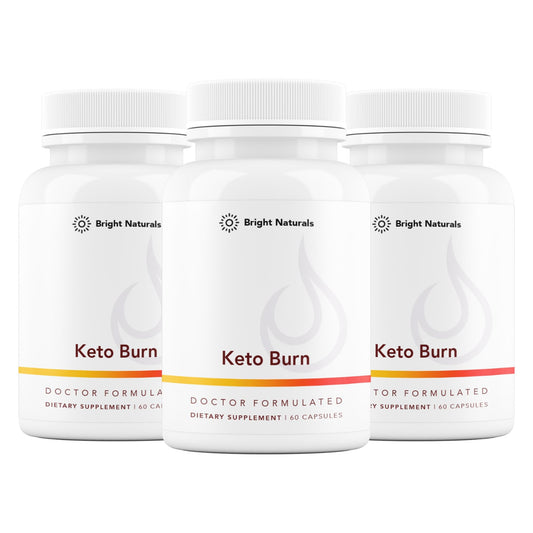 Bright Naturals Keto Burn bottle with capsules for convenient energy support.