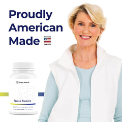 Made in USA stamp on Bright Naturals Nerve Restore bottle