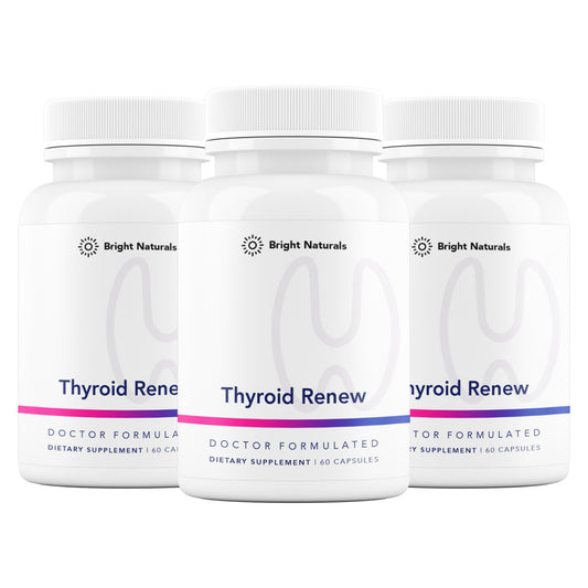 Bright Naturals Thyroid Renew bottle-front promotes daily focus and energy.