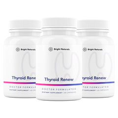 Bright Naturals Thyroid Renew bottle-front promotes daily focus and energy.
