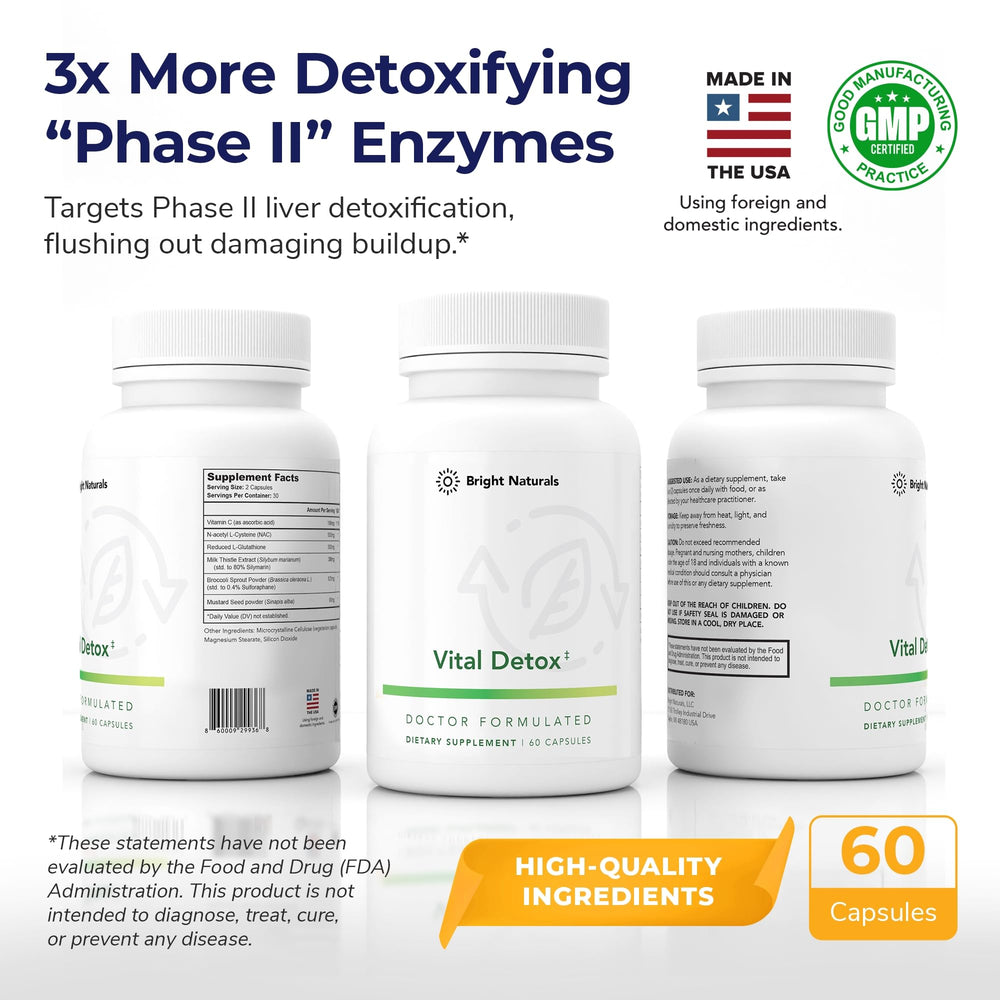 Bright Naturals Vital Detox label closeup with ingredient details