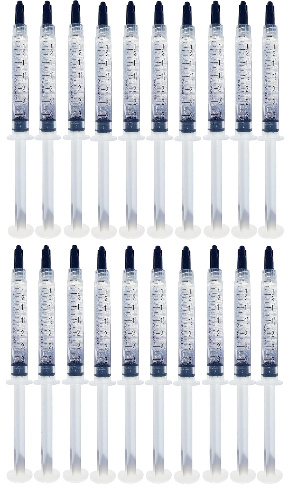 Bright White Smiles 44% gel syringes pack for at-home whitening and convenience.