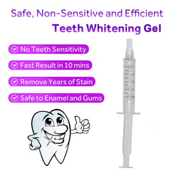 Bright White Smiles application syringe with whitening gel for quick treatments.