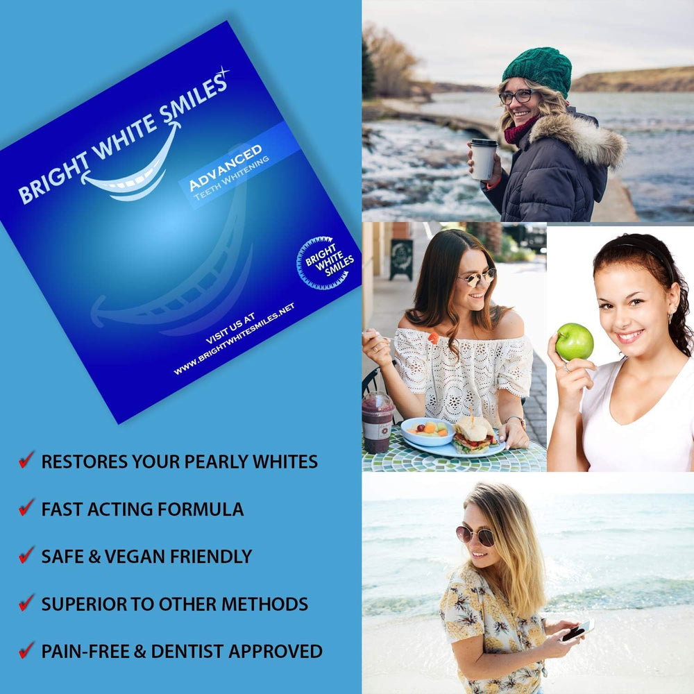 Bright White Smiles application on teeth demonstrates easy at-home treatment with consistent gel delivery.