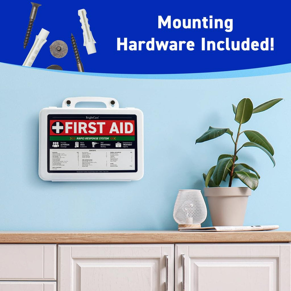 BrightCare hard shell case protecting 200-piece first aid supplies.