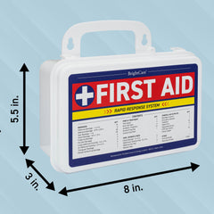 BrightCare First Aid Kit suitable for office, home, car, and travel use