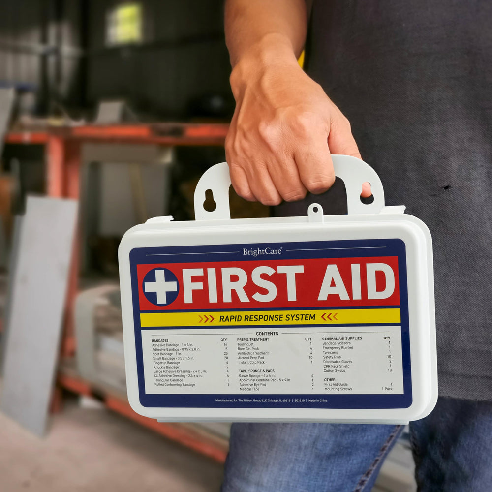 BrightCare First Aid Kit wall-mount hardware included for easy setup