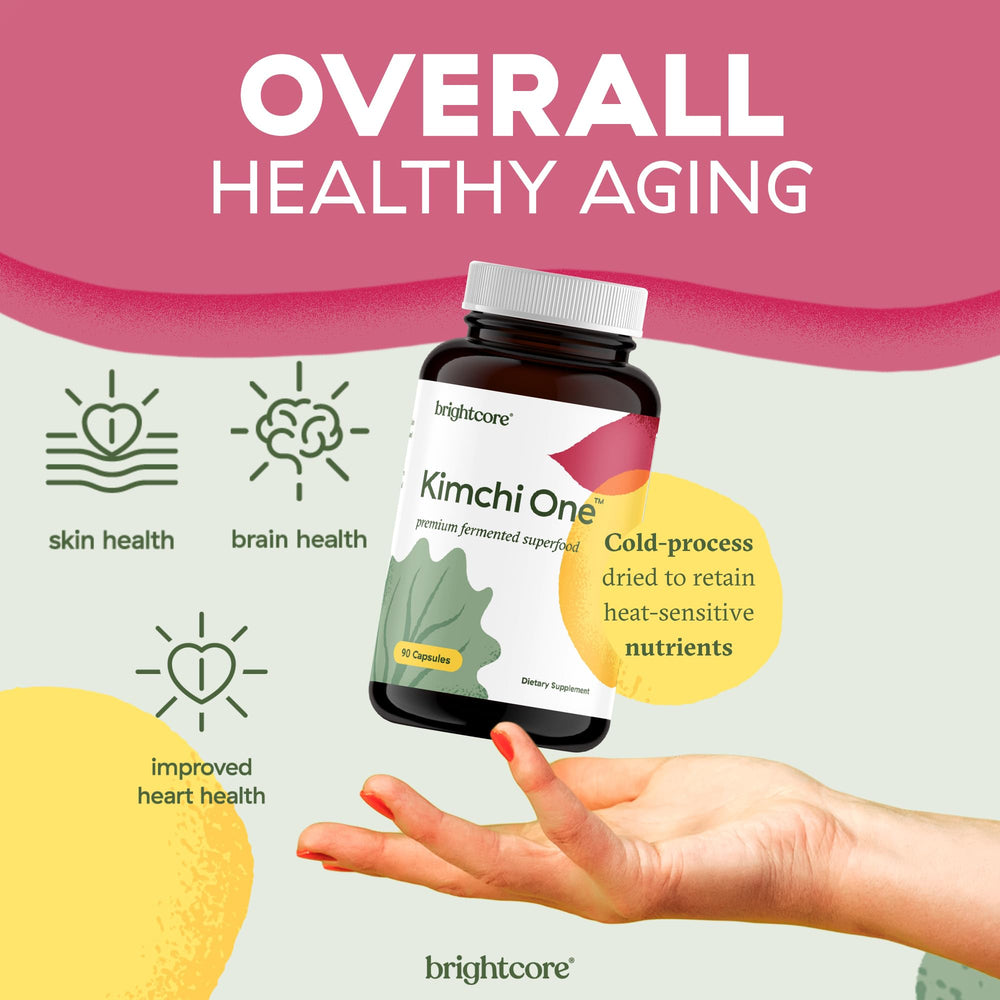 Brightcore Kimchi One gluten-free badge on packaging for sensitive diets.