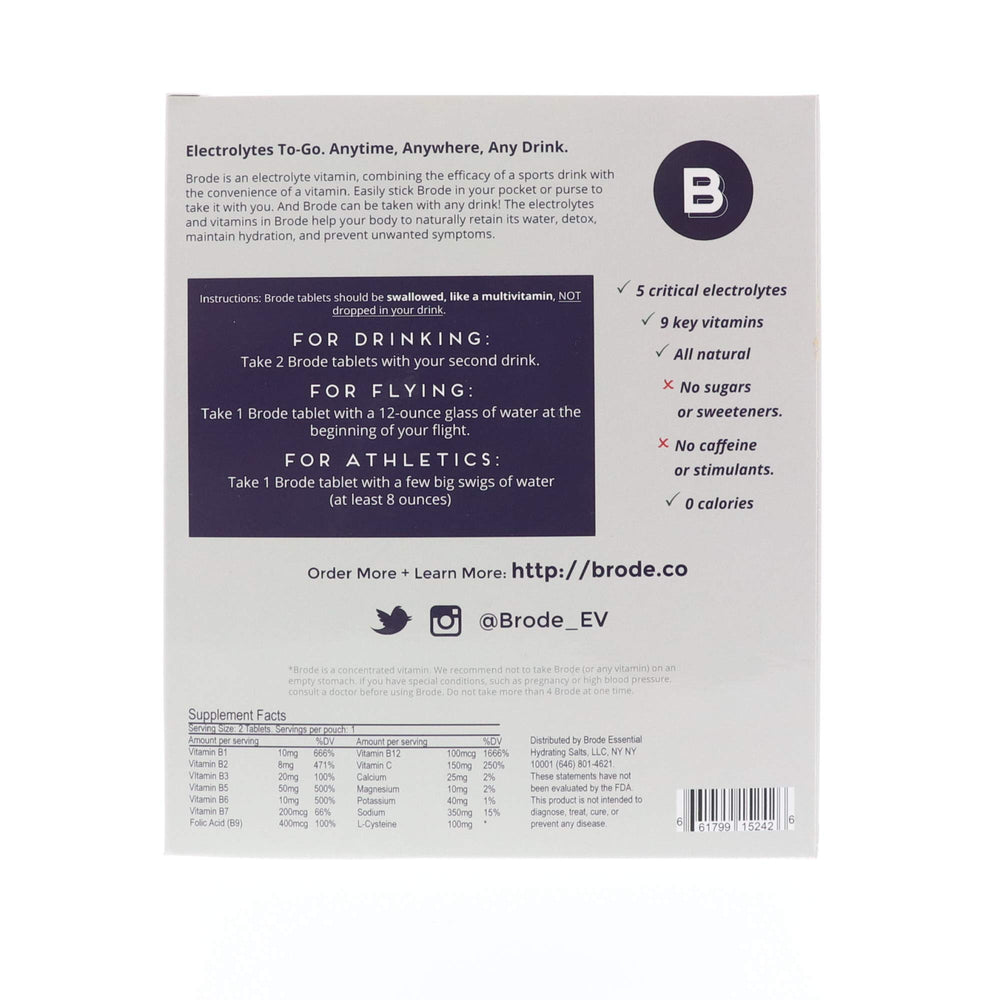 Packets of Brode Electrolyte Vitamin in a gym bag ready for use.