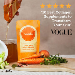 Brodo bone broth close-up shows rich color and natural ingredients