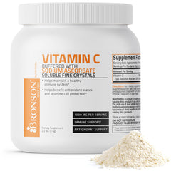 Bronson buffered vitamin C powder in a tub, convenient daily immune support.