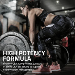 Bronson CLA 3000 label details highlight ingredients and cGMP quality