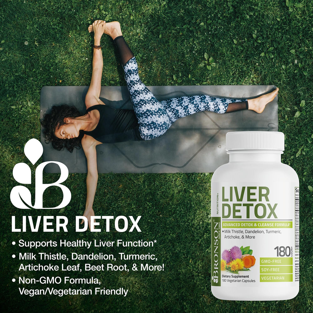Bronson Liver Detox product image showing milk thistle ingredient for liver support.