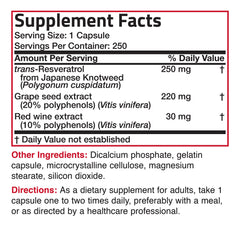 Front view of Bronson Resveratrol 500mg bottle with clean label design.