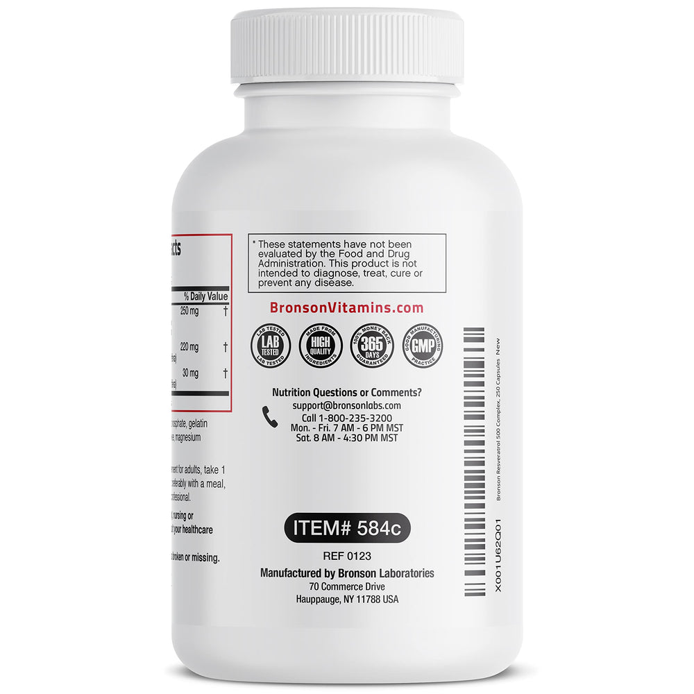 Packaging illustration suggesting polyphenol synergy from grape seed and red wine extracts.