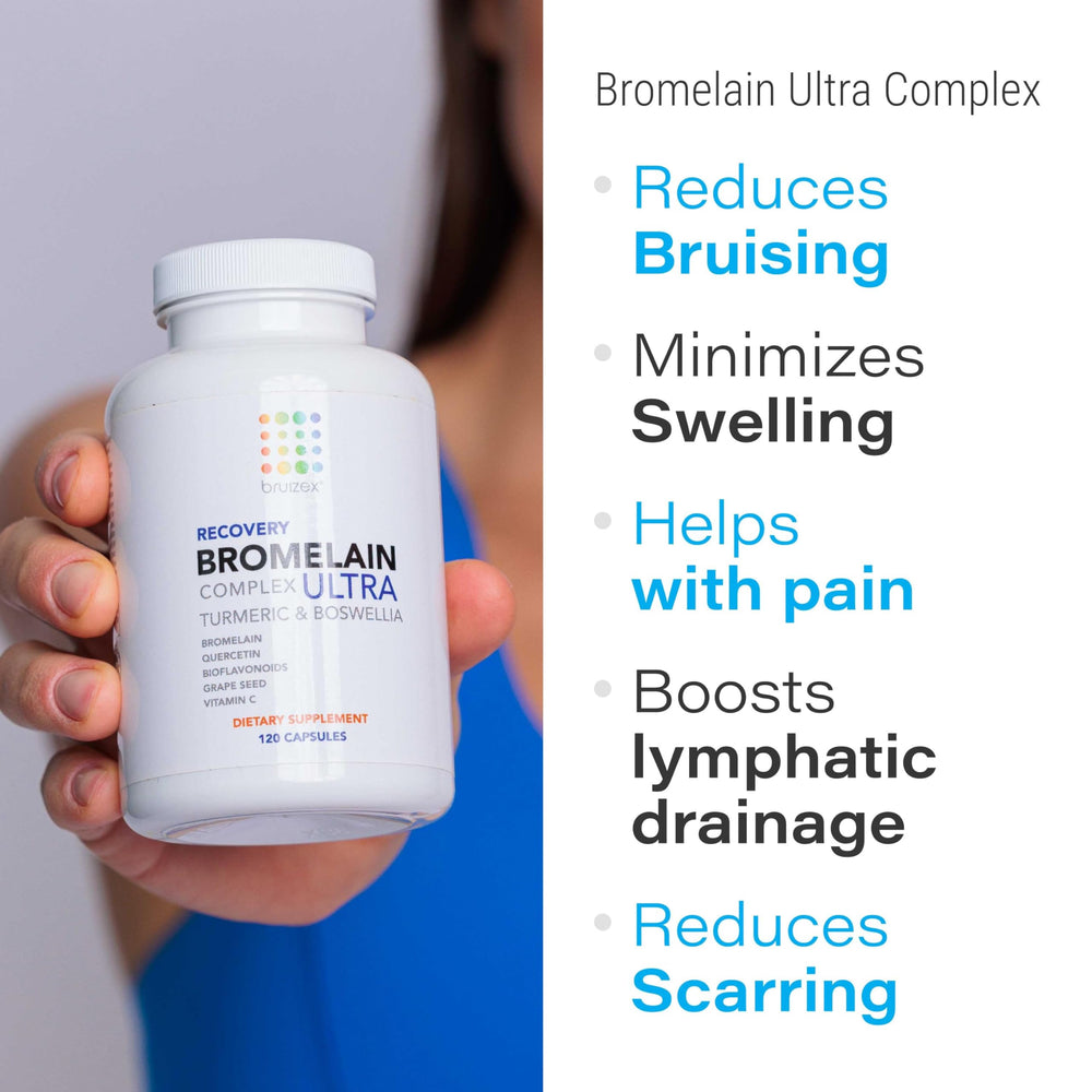 Bruizex capsules being poured for daily bruise care.