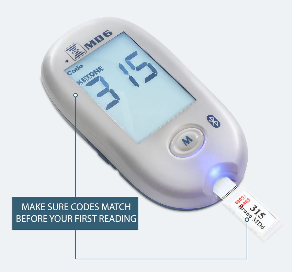 Bruno MD6 ketone strips pack in view for quick checks