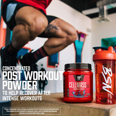BSN CELLMASS 2.0 glutamine-glutamic acid panel suggests muscle recovery support.