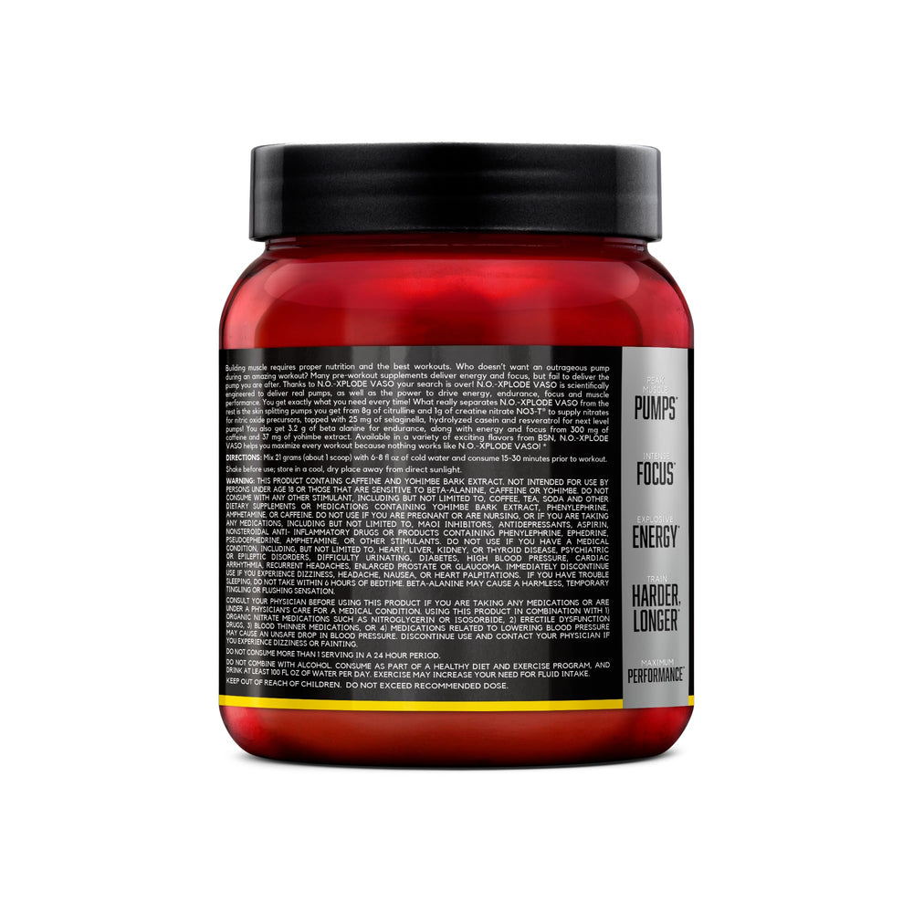 BSN N.O.-XPLODE VASO pump-action shot showing vascular engagement