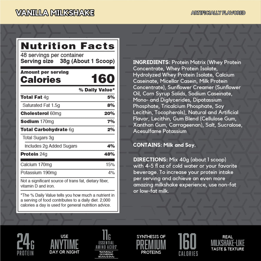 BSN SYNTHA-6 EDGE vanilla shake glass highlights milkshake-like texture for flavor and recovery