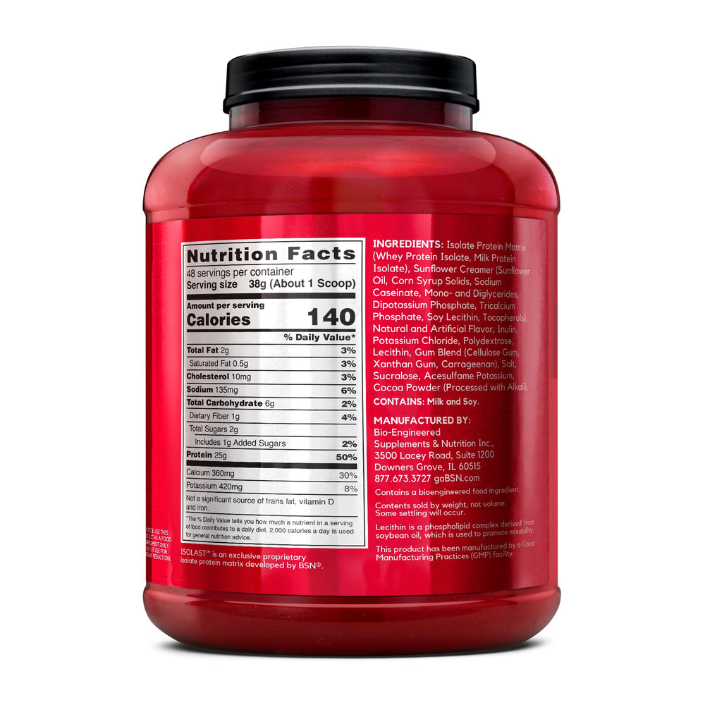 BSN SYNTHA-6 ISOLATE nutrition facts panel visible