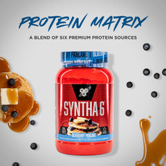 BSN SYNTHA-6 post-workout shake in glass, convenient protein option.