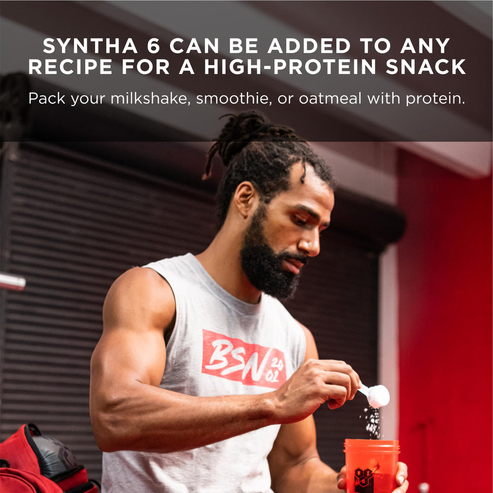 BSN Syntha-6 shake ready after workout for convenient recovery.