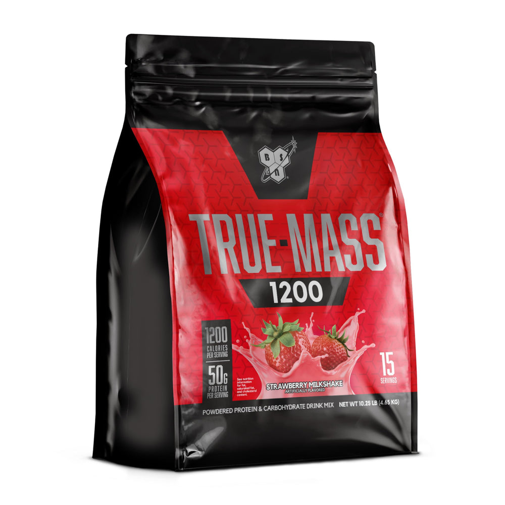 Mixing BSN TRUE-MASS 1200 with milk into a smooth shake