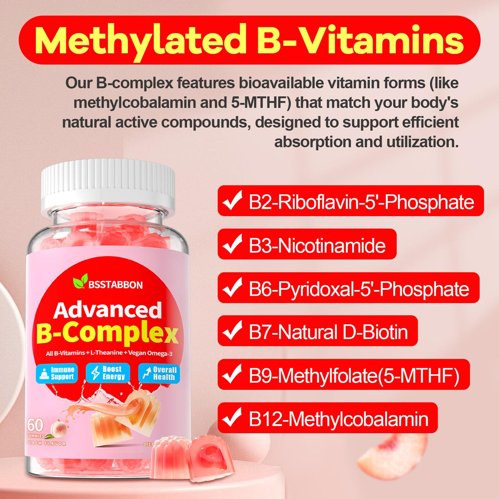 BSSTABBON organic B complex gummies with spoon-dispensing convenience